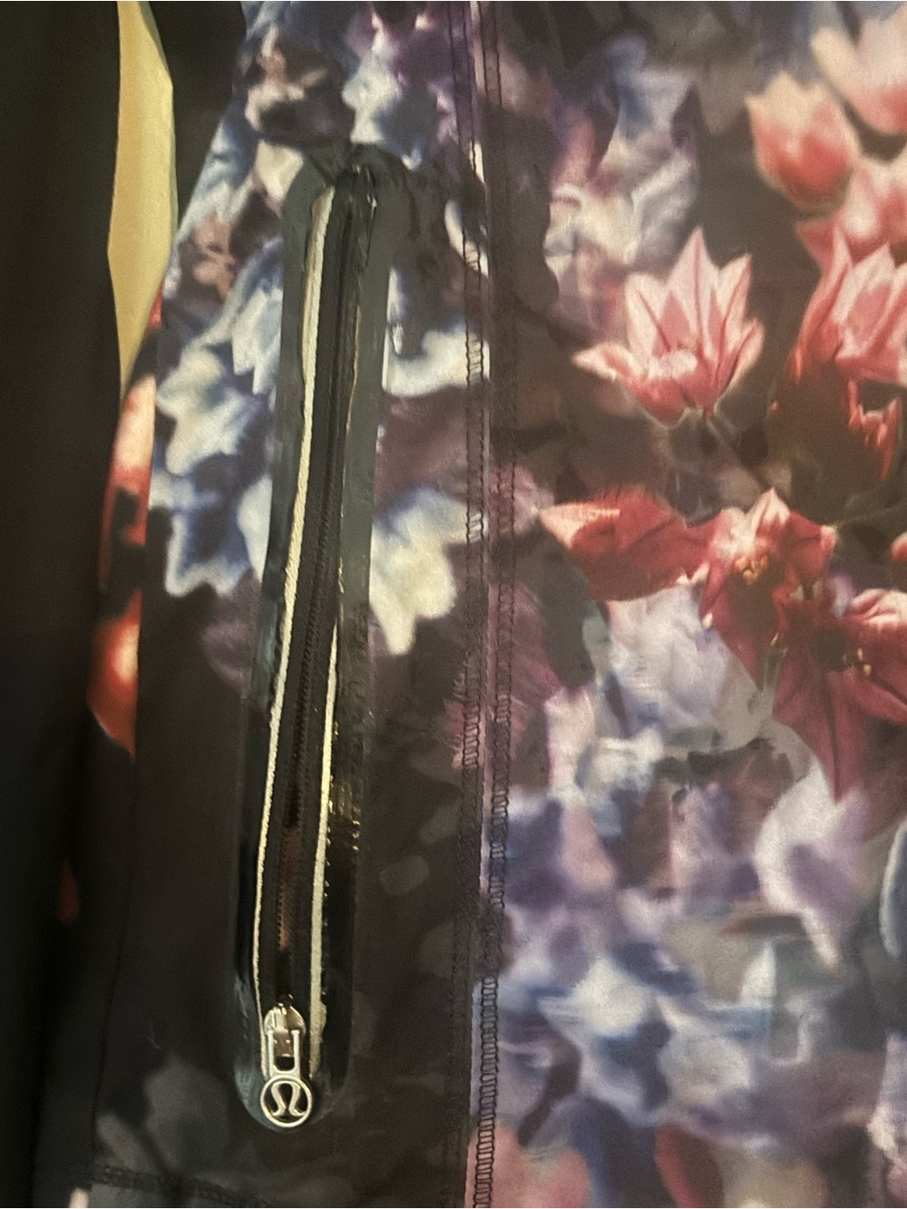 lululemon athletica Black Floral Hooded Zip Windbreaker Jacket fits like XS - Picture 3 of 6